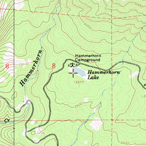 Topographic Map of Hammerhorn Lake, CA