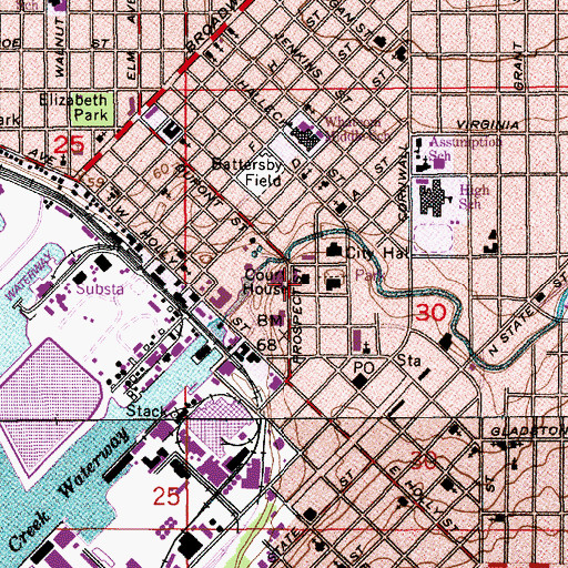 Topographic Map of Whatcom County Courthouse, WA