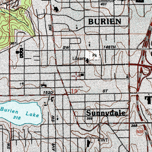 Topographic Map of King County District Court Southwest Division, WA