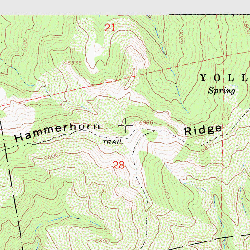 Topographic Map of Hammerhorn Ridge, CA