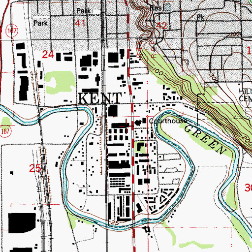 Topographic Map of King County District Court South Division, WA