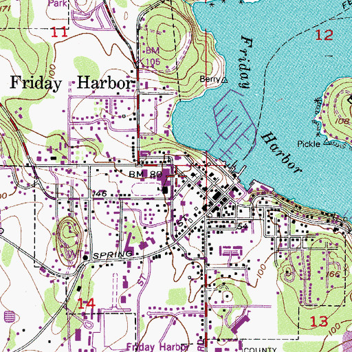 Topographic Map of San Juan County Courthouse, WA
