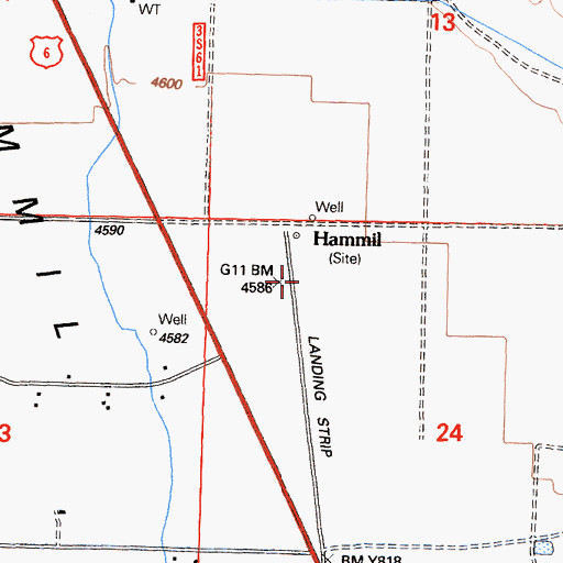 Topographic Map of Hammil, CA