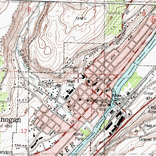 Topographic Map of Okanogan County Virginia Grainger Building, WA