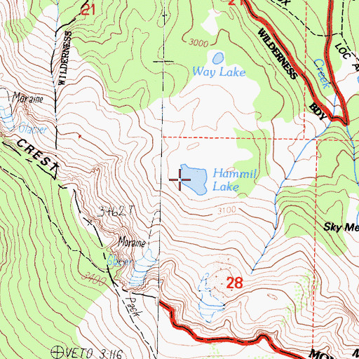 Topographic Map of Hammil Lake, CA