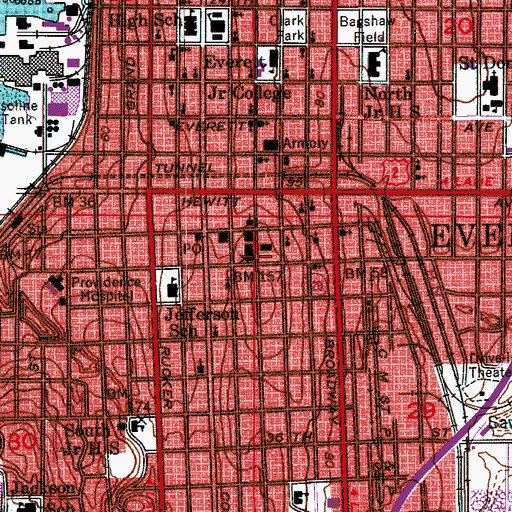 Topographic Map of Snohomish County Robert J Drewel Building, WA