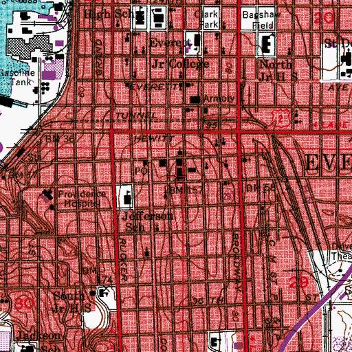 Topographic Map of Snohomish County West Administration Building, WA