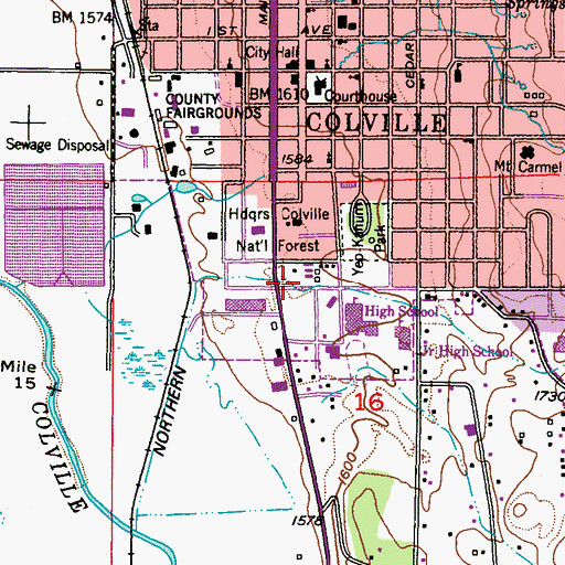 Topographic Map of Stevens County Department of Public Works, WA