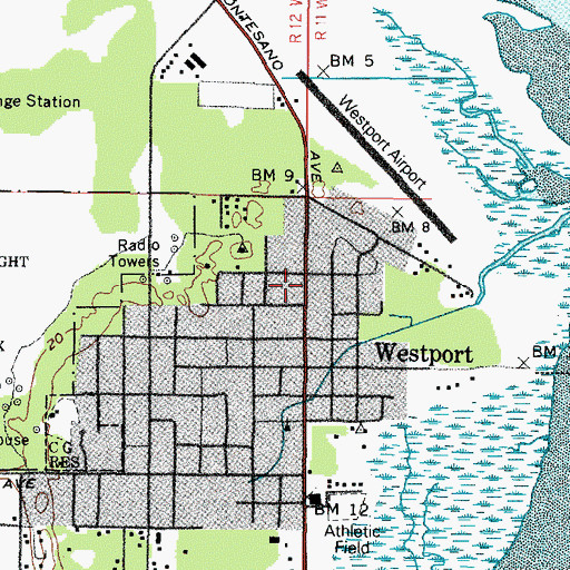 Topographic Map of Westport City Hall, WA