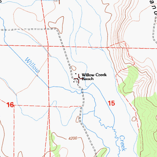 Topographic Map of Willow Creek Ranch, CA