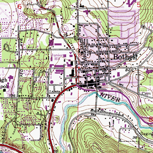 Topographic Map of Bothell City Hall, WA