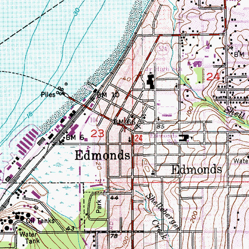 Topographic Map of Edmonds City Hall, WA