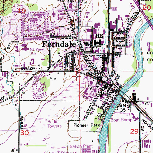 Topographic Map of Ferndale City Hall, WA