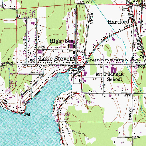 Topographic Map of Lake Stevens City Hall, WA