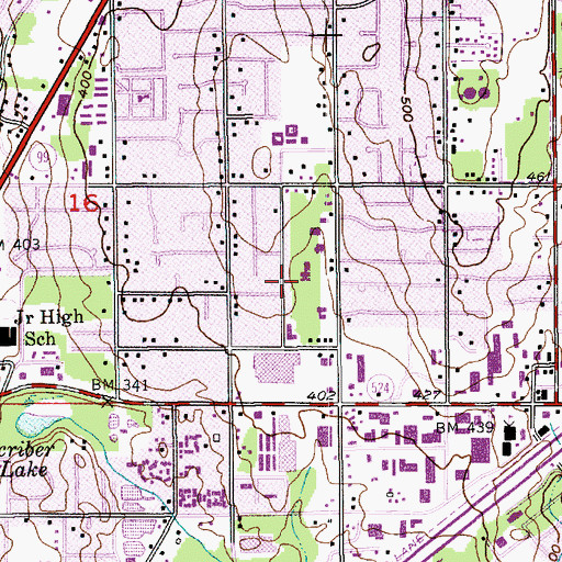 Topographic Map of Lynnwood City Hall, WA