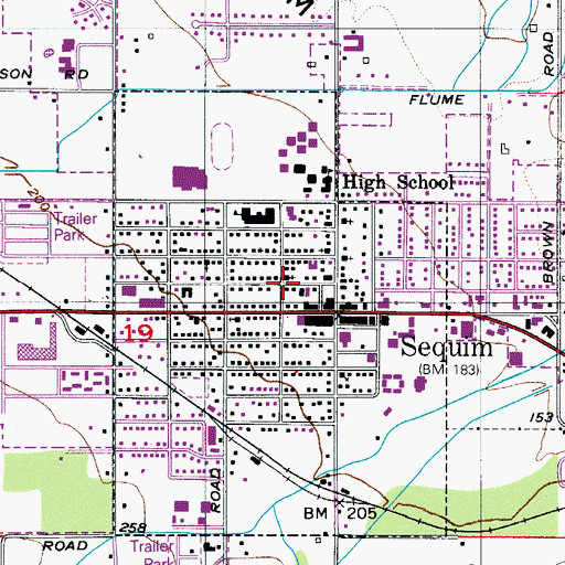 Topographic Map of Sequim City Hall, WA