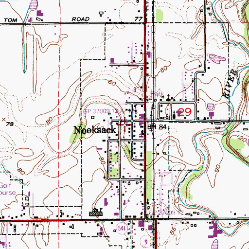 Topographic Map of Nooksack City Hall, WA