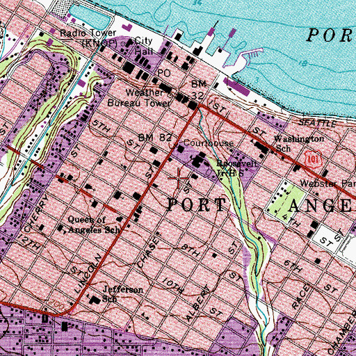 Topographic Map of Port Angeles City Hall, WA