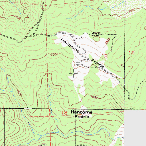 Topographic Map of Hancorne Prairie, CA