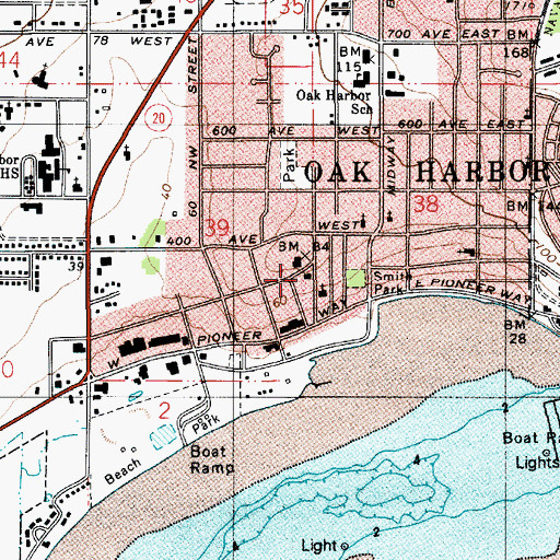 Topographic Map of Oak Harbor City Hall, WA