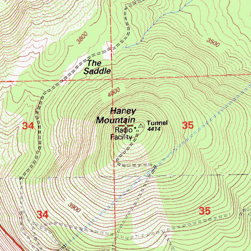 Topographic Map of Haney Mountain, CA
