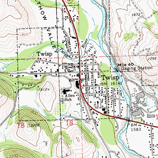 Topographic Map of Twisp Town Hall, WA