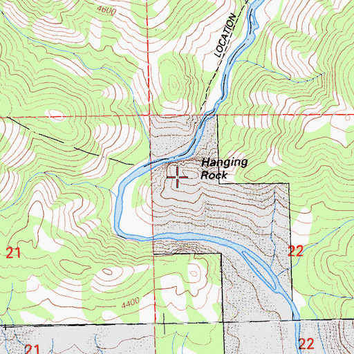 Topographic Map of Hanging Rock, CA