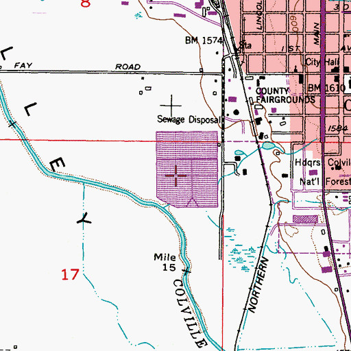Topographic Map of Colville Wastewater Lagoons, WA