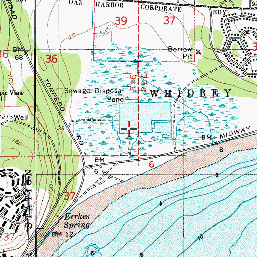 Topographic Map of Oak Harbor Wastewater Lagoon Southwest Cell, WA