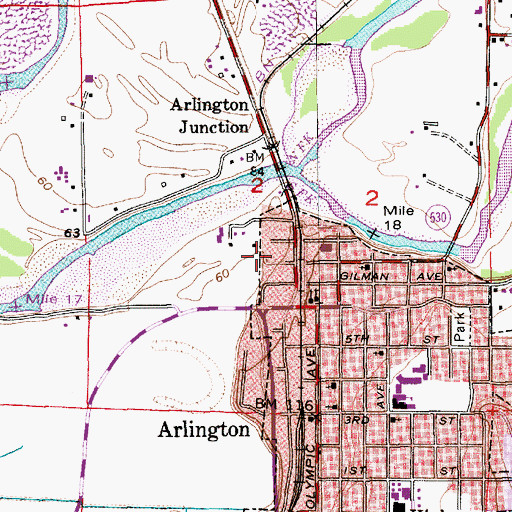 Topographic Map of Arlington Sewage Treatment Plant, WA