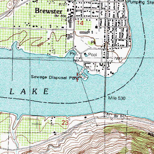 Topographic Map of Brewster Sewage Treatment Plant, WA