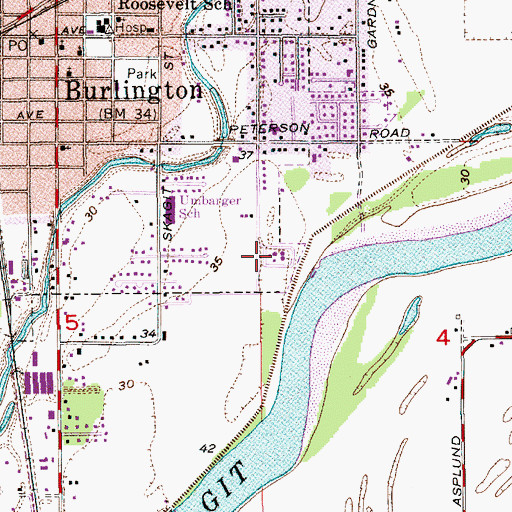 Topographic Map of Burlington Sewage Treatment Plant, WA