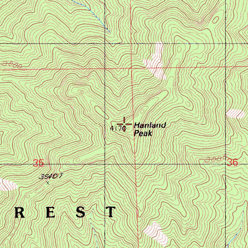 Topographic Map of Hanland Peak, CA