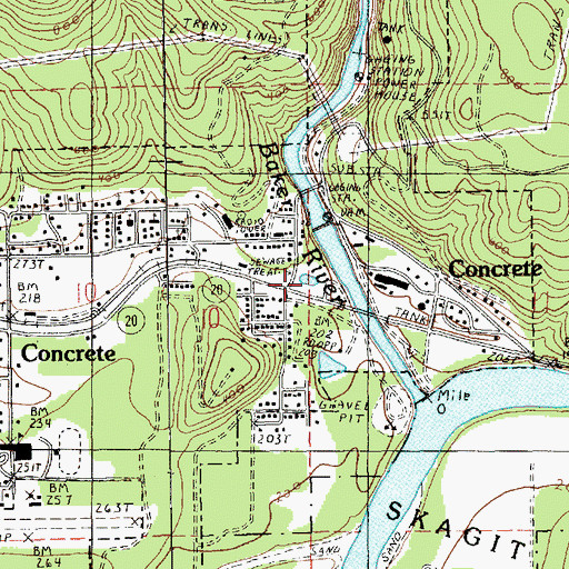 Topographic Map of Concrete Sewage Treatment Plant, WA