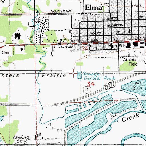 Topographic Map of Elma Sewage Treatment Plant, WA