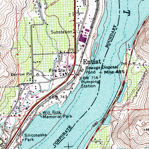Topographic Map of Entiat Sewage Treatment Plant, WA
