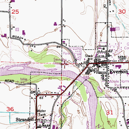 Topographic Map of Everson Sewage Treatment Plant, WA