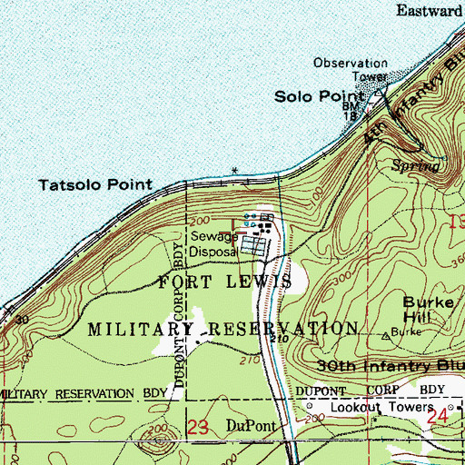 Topographic Map of Fort Lewis Solo Point Wastewater Treatment Plant, WA