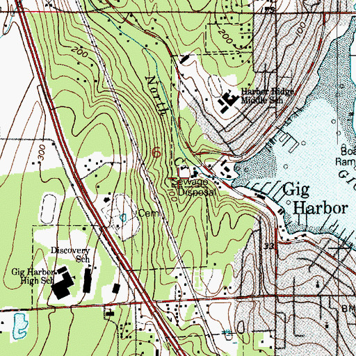 Topographic Map of Gig Harbor Sewage Treatment Plant, WA