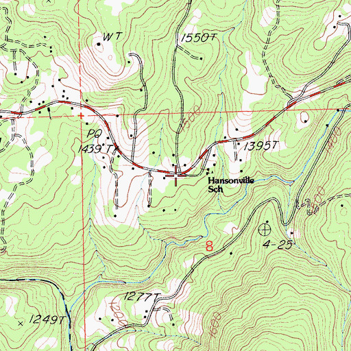 Topographic Map of Hansonville School, CA