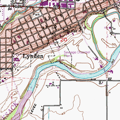Topographic Map of Lynden Sewage Treatment Plant, WA