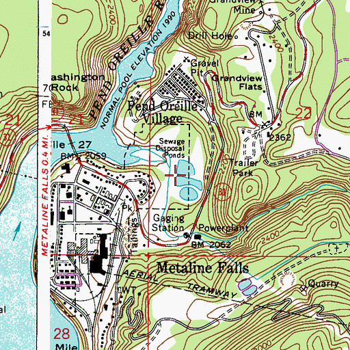 Topographic Map of Metaline Falls Sewage Treatment Plant, WA
