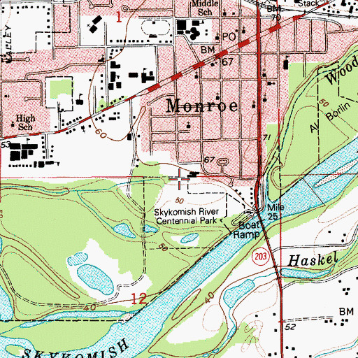 Topographic Map of Monroe Sewage Treatment Plant, WA