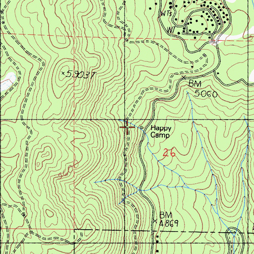 Topographic Map of Happy Camp, CA
