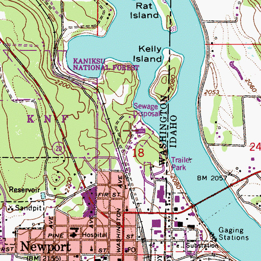 Topographic Map of Newport Sewage Treatment Plant, WA