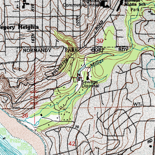 Topographic Map of Miller Creek Wastewater Treatment Plant, WA
