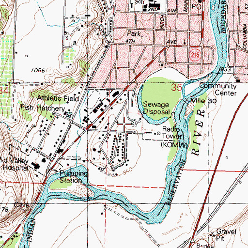 Topographic Map of Omak Sewage Treatment Plant, WA