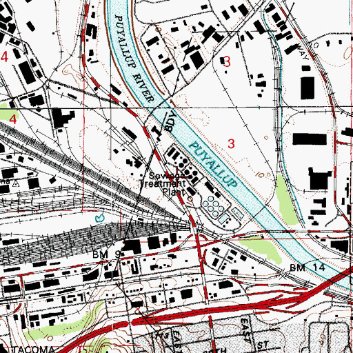 Topographic Map of Tacoma Central 1 Wastewater Treatment Plant, WA