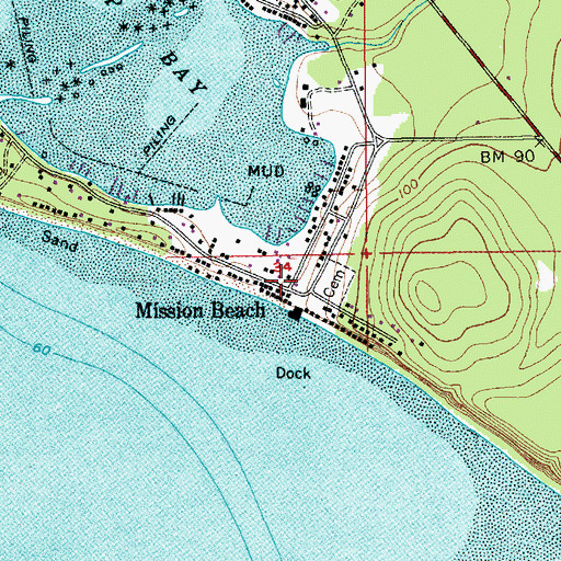 Topographic Map of Mission Beach Wastewater Treatment Plant, WA