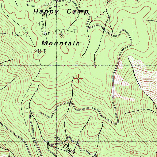Topographic Map of Happy Camp Mountain, CA